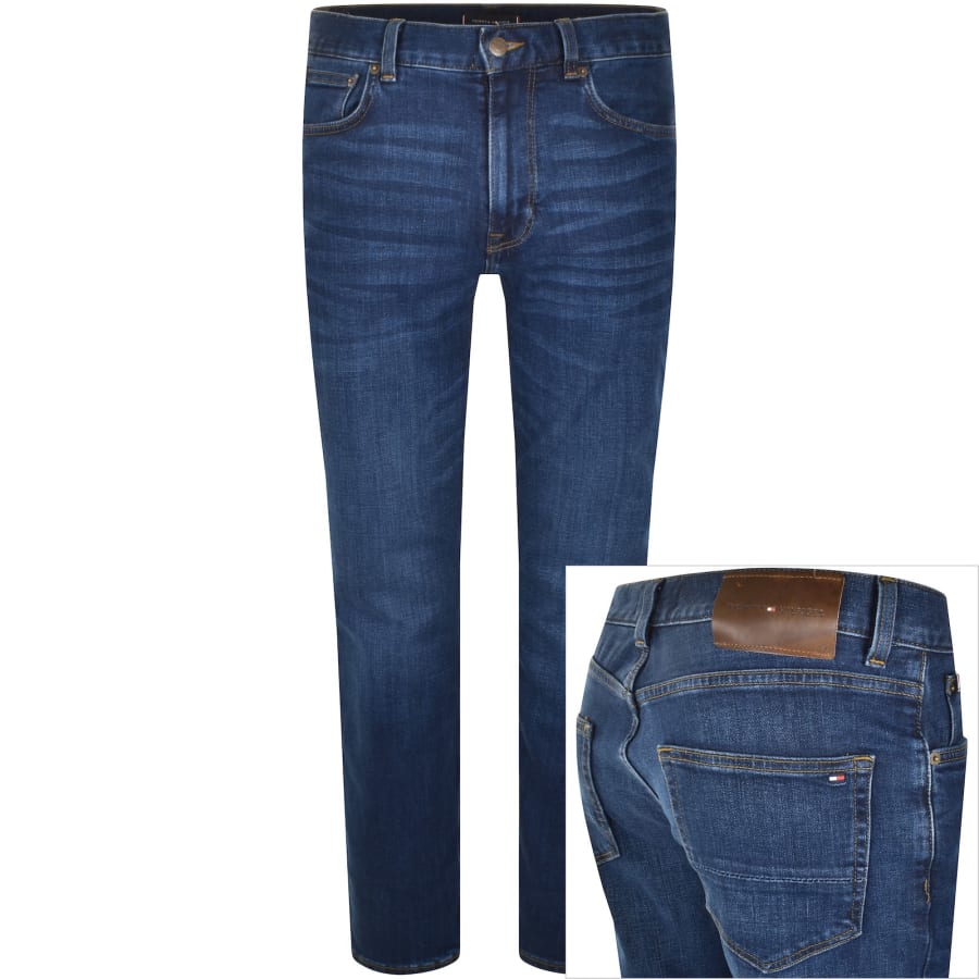 Tommy Hilfiger Mens Core Denton Straight Fit Jeans Dark Blue